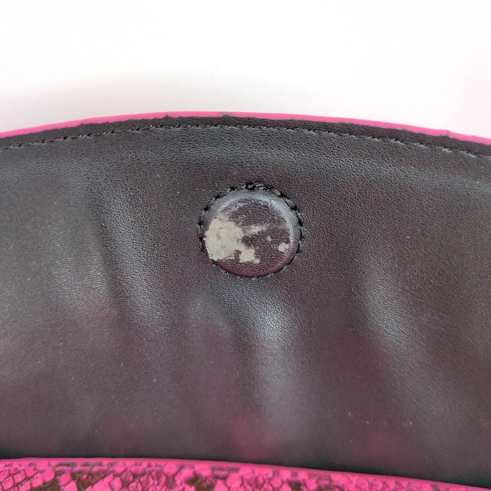 French Connection Lucy‎ Neon Pink Snakeskin Bucket Crossbody Bag NWT